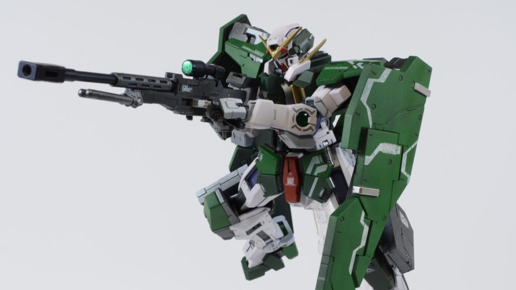 MG ガンダムデュナメス 全塗装 MGデュナメスを塗装して完成、ポージングやギミックを画像確認