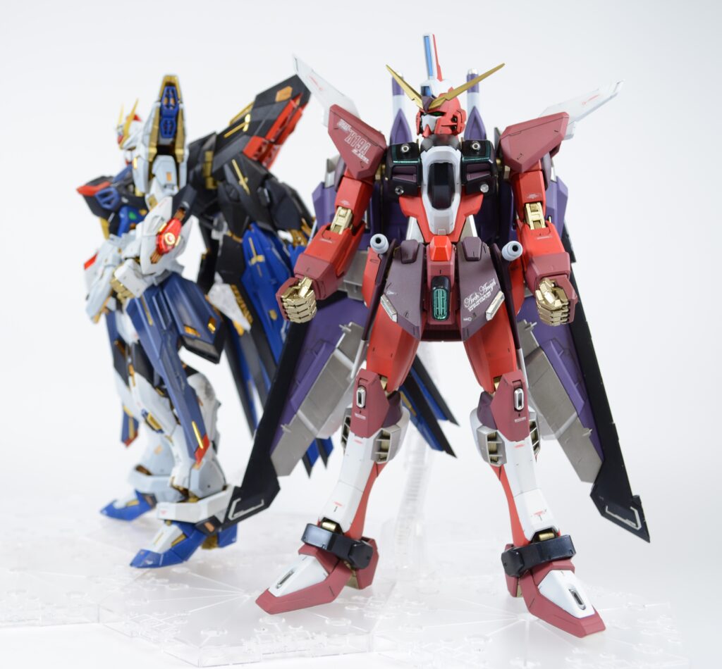 【ガンプラ】MG インフィニットジャスティスガンダムを塗装作成してレビューします。⑤完成編。配色の見直しでMGEXに対抗できるのか。「機動戦士ガンダム SEED DESTINY（シードデスティニー）」の画像