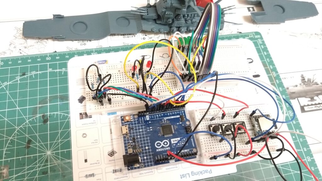 1/500 宇宙戦艦ヤマトを塗装して電飾作成する。その6、電子工作基本キットで下準備編(Arduino Uno R4 Minima、バンダイ(BANDAI))の画像