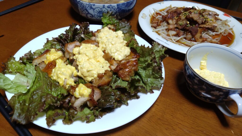 鶏むね肉de焼きチキン南蛮ねぎだれ豚もやしの画像
