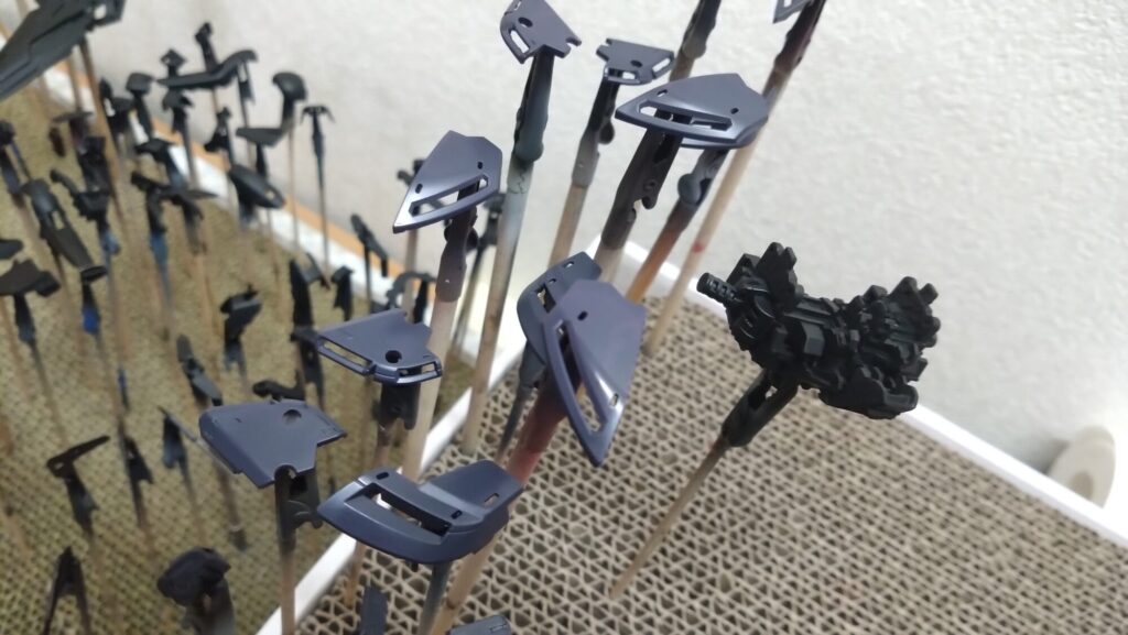 MG 1/100 ナラティブガンダム C装備 Ver.Kaを塗装作成します。⑤独自のカラーリング塗装のために紫と青を調色する。（機動戦士ガンダムNT）の画像