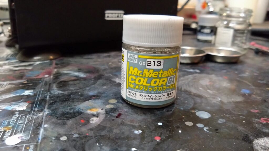 MG 1/100 ナラティブガンダム C装備 Ver.Kaを塗装作成します。⑧サイコフレームをギラっと塗装したいので下地にシルバーを塗る。（機動戦士ガンダムNT）の画像