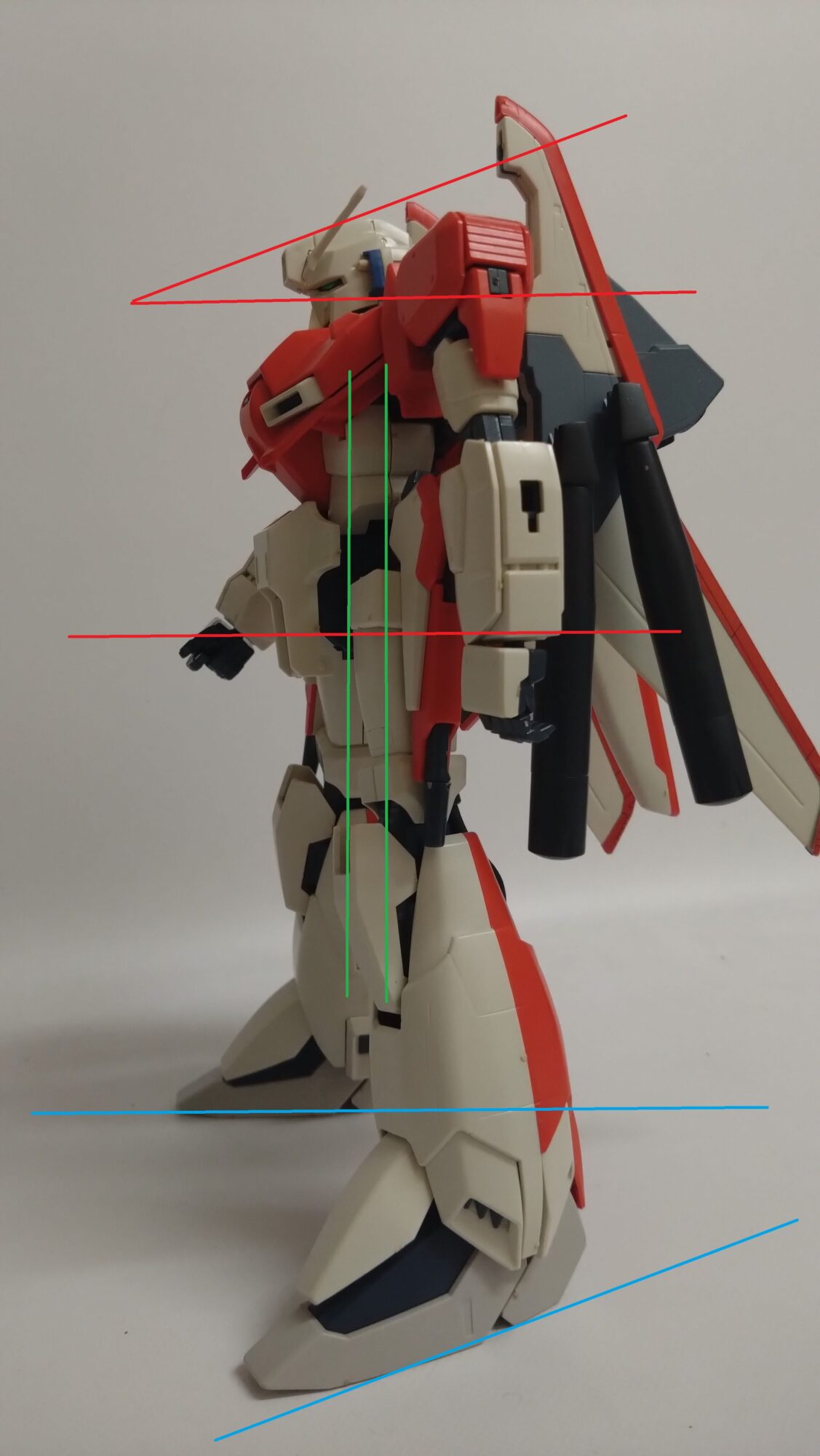 中古MGゼータプラスC1型のフレーム改造、ねじで関節を増やして、プラ版で首を伸ばして良スタイルを入手の画像